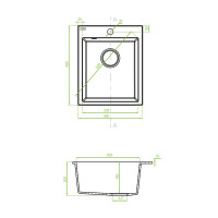 Einbauspüle CHICHI aus Granit (39 × 48 cm), 1 Bec