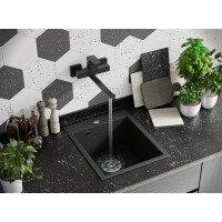 Einbauspüle CHICHI aus Granit (48 × 38 cm), 1 Becken, schwarz, matt