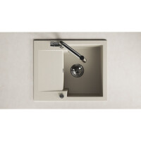 Einbauspüle CHICHI aus Granit mit kleiner Abtropffläche (48 × 58 cm), 1 Becken, beige, matt