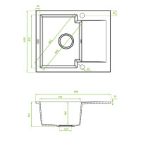 Einbauspüle CHICHI aus Granit mit kleiner Abtropffl&aum