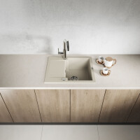 Einbauspüle CHICHI aus Granit mit kleiner Abtropffl&aum