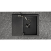 Einbauspüle CHICHI aus Granit mit kleiner Abtropffläche (48 × 58 cm), 1 Becken, schwarz, matt