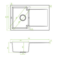 Einbauspüle CHICHI aus Granit mit Abtropffläche (7