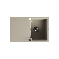 Einbauspüle CHICHI aus Granit mit Abtropffläche (48 × 74 cm), 1 Becken, beige, matt
