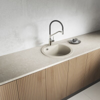 Einbauspüle DAFNE aus Granit (Ø 51 cm), 1 Becken, beige, matt