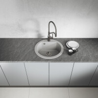 Einbauspüle DAFNE aus Granit (Ø 51 cm), 1 Becken, grau, matt