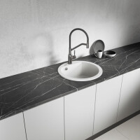 Einbauspüle DAFNE aus Granit (Ø 51 cm), 1 Becken, weiß, matt