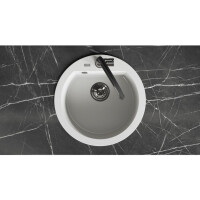 Einbauspüle DAFNE aus Granit (Ø 51 cm), 1 Becken, weiß, matt