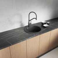Einbauspüle DAFNE aus Granit (Ø 51 cm), 1 Becken, schwarz, matt