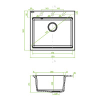 Einbauspüle TAU aus Granit (57 × 50 cm), 1 Becken