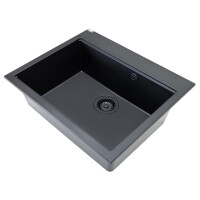Einbauspüle TAU aus Granit (50 × 60 cm), 1 Becken, schwarz monocolor, matt