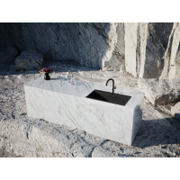 Einbauspüle TAU aus Granit (50 × 90 cm), 1 Becken, schwarz, matt