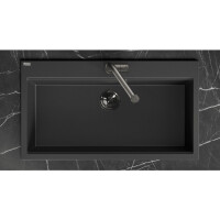 Einbauspüle TAU aus Granit (50 × 90 cm), 1 Becken, schwarz, matt