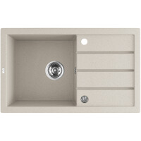 Einbauspüle TRZYNASTKA aus Granit mit Abtropffläche (48 × 79 cm), 1 Becken, beige, matt