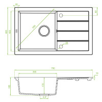 Einbauspüle TRZYNASTKA aus Granit mit Abtropffläch